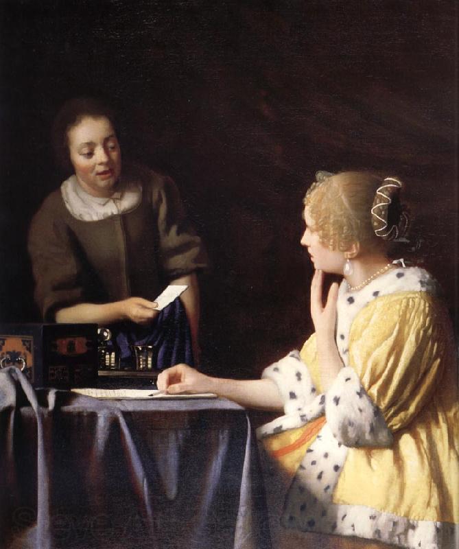 Johannes Vermeer Mistress and maid Spain oil painting art